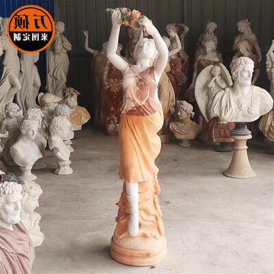 大理石西方人雕塑欧式女神女人像汉白玉月亮女神天使雕像女性摆件