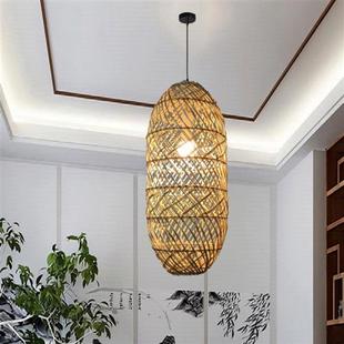 东南亚藤编吊灯手工编灯罩餐厅饭店客厅卧室书房酒吧复古藤艺吊灯