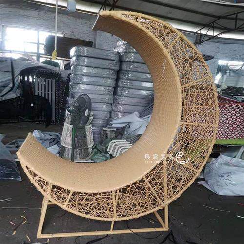 户外心形网红鸟巢秋千景区婚纱拍摄道具创意悬挂圆床户外民宿鸟巢