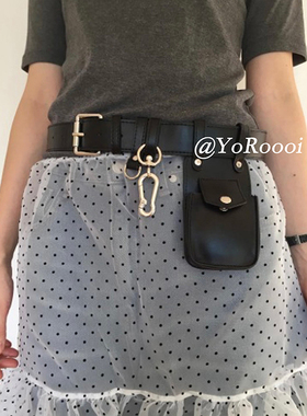 YoRoooi 春夏新款高级感ins简约黑色腰带腰包耳机包设计感配饰女