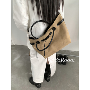 YoRoooi 小众韩系ins高级感大容量质感托特包帆布包出街单肩包女