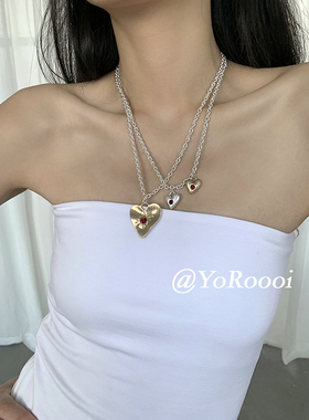 小众辣妹镶钻爱心轻奢高级感项链
