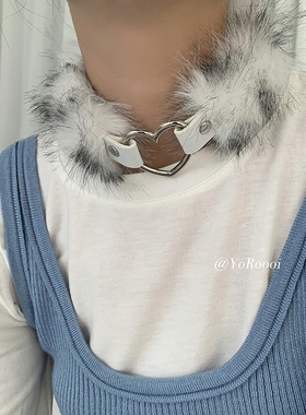 辣妹y2k毛边项链锁骨颈链项圈