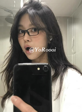 YoRoooi ins博主黑色方框素颜平光镜日常气质眼镜框复古凹造型女