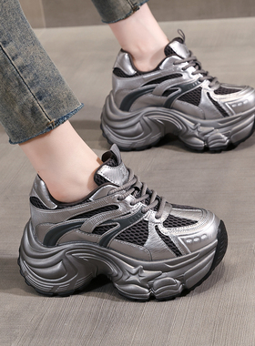 老爹鞋女超火2025新款百搭休闲鞋松糕厚底小个子内增高女鞋显脚小