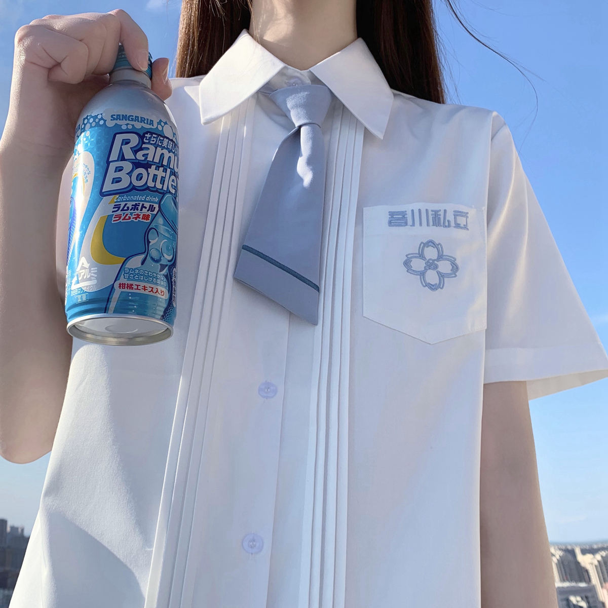 颜沐溪音川私立原创短袖衬衣