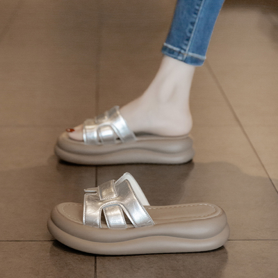 厚底高跟凉拖鞋女夏外穿配裙子2026新款松糕软底休闲一字沙滩凉鞋