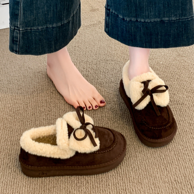 厚底豆豆勃肯鞋女加绒雪地靴2025新款爆款冬季保暖软底毛毛棉鞋子