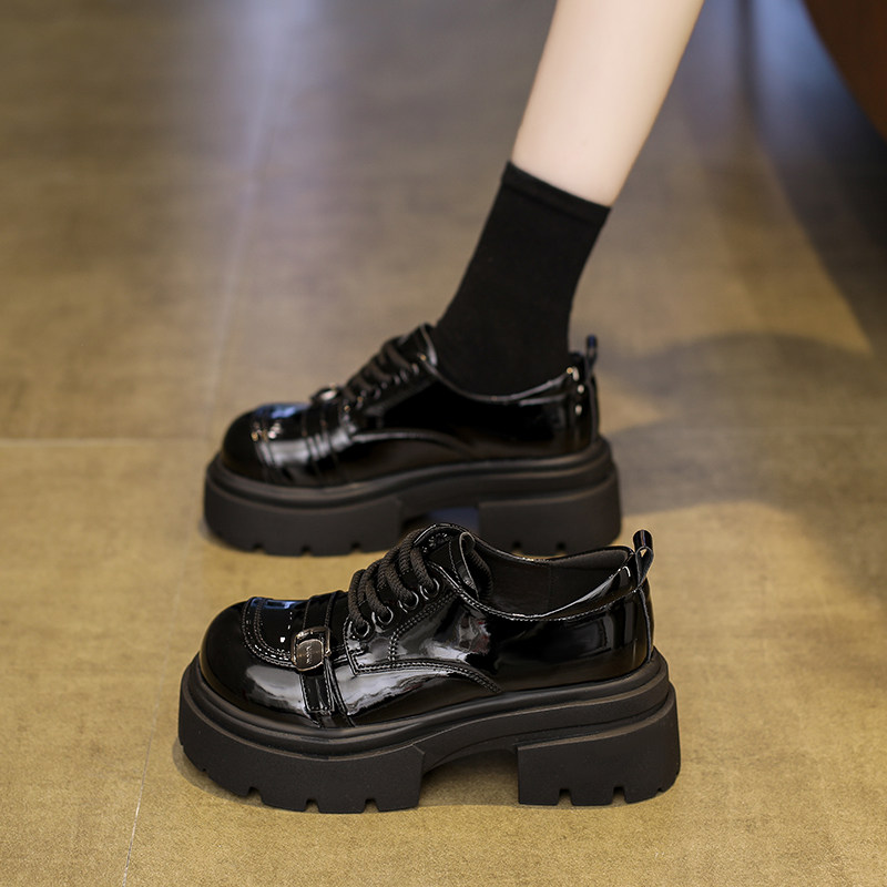 松糕厚底乐福鞋女2026春季新款百搭系带单鞋英伦风复古增高小皮鞋,女鞋,深口单鞋,淘宝优惠券,粉丝福利购,淘宝优惠卷