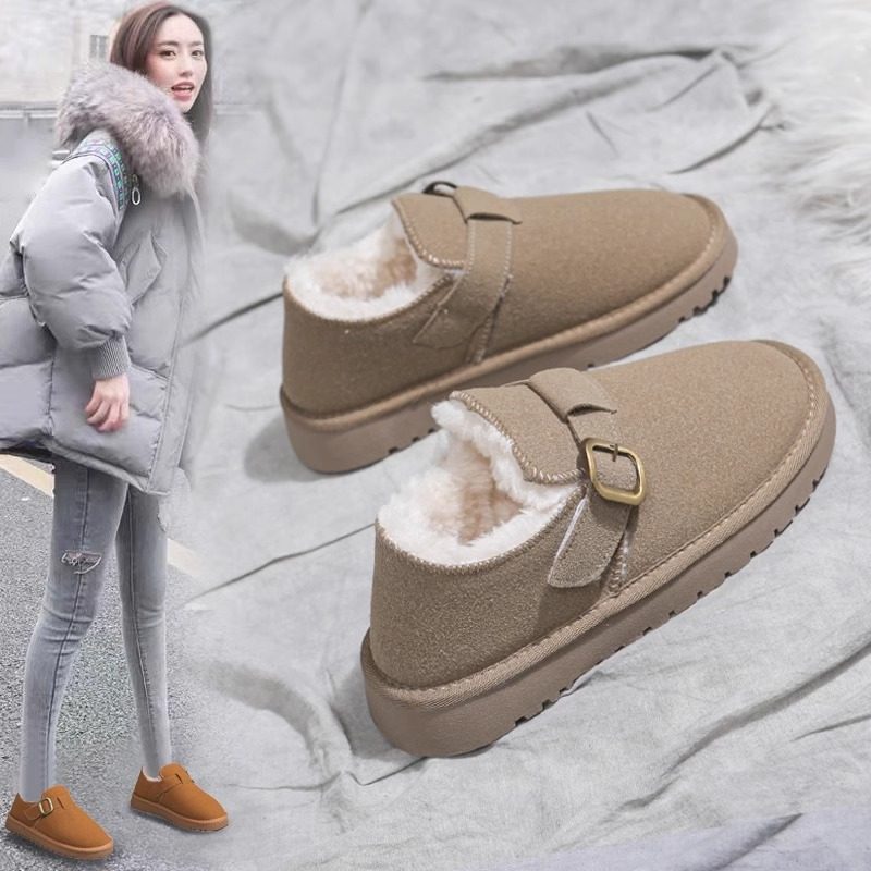 爆款勃肯雪地靴女款2025冬季新款加绒一脚蹬豆豆鞋保暖面包棉鞋子,女鞋,时尚雪地靴,淘宝优惠券,粉丝福利购,淘宝优惠卷