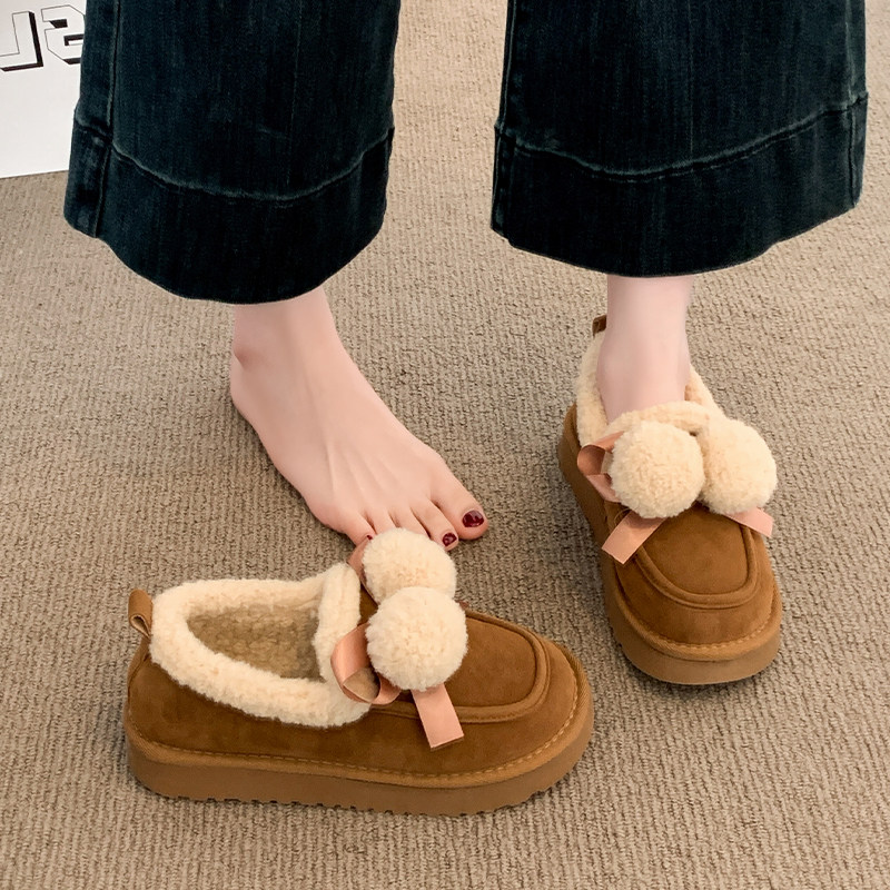 平底加绒保暖加厚勃肯鞋女2025冬季新款厚底毛毛鞋雪地靴豆豆棉鞋,女鞋,时尚雪地靴,淘宝优惠券,粉丝福利购,淘宝优惠卷