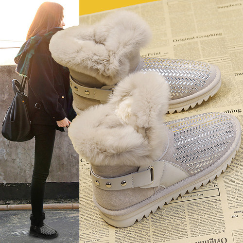 婉亦雅冬季加绒加厚雪地靴