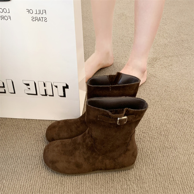 厚底内增高加绒勃肯短靴女靴子2025秋冬新款爆款女靴堆堆靴马丁靴