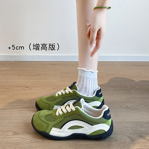 巨好看厚底增高德训鞋女2026夏季新款透气百搭网面休闲运动阿甘鞋