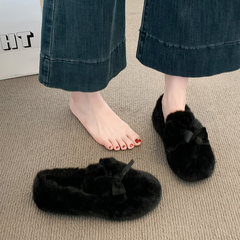 毛毛鞋女外穿2025秋冬新款加绒雪地靴外出休闲豆豆鞋百搭保暖棉鞋,女鞋,时尚雪地靴,淘宝优惠券,粉丝福利购,淘宝优惠卷