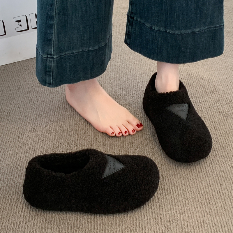 内增高厚底勃肯鞋毛毛鞋女外穿2025秋冬新款加绒雪地靴豆豆鞋棉鞋