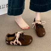 德训鞋 休闲运动鞋 女2025新款 爆款 秋季 复古轻便小众厚底板鞋 阿甘鞋