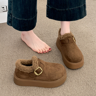 厚底增高加绒保暖勃肯鞋女2025新款冬季爆款百搭雪地靴乐福棉鞋子