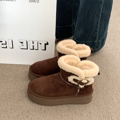 厚底增高加绒加厚保暖皮毛一体雪地靴女2025新款冬季防滑毛毛棉鞋