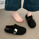 2025冬季 休闲棉鞋 新款 外出百搭加绒毛毛鞋 一脚蹬晚晚鞋 雪地靴女款