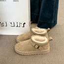 厚底雪地靴女款2025新款冬季毛毛勃肯鞋加绒加厚短靴子东北大棉鞋