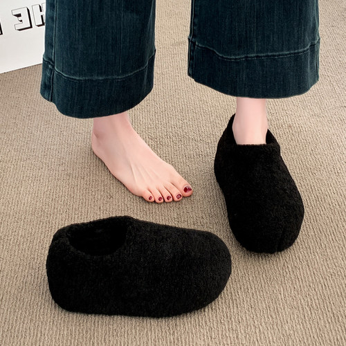 厚底增高加绒雪地靴勃肯鞋女鞋2025新款新款小个子毛毛棉鞋乐福鞋