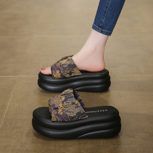 厚底松糕凉拖鞋 女夏外穿2025新款 配裙子气质时尚 增高休闲沙滩凉鞋