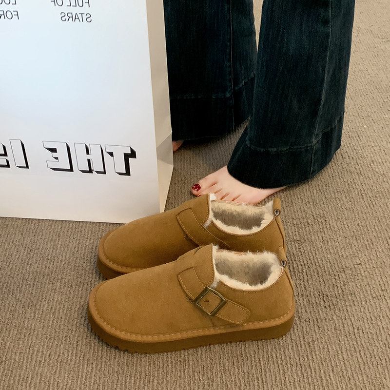 平底加绒保暖全包勃肯鞋女2025新款冬季一脚蹬雪地靴豆豆毛毛棉鞋,女鞋,时尚雪地靴,淘宝优惠券,粉丝福利购,淘宝优惠卷