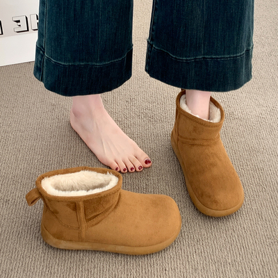 厚底勃肯鞋雪地靴女2025冬季新款皮毛一体加绒保暖外穿增高棉鞋子