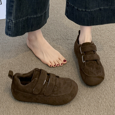 厚底内增高加绒德训鞋女2025冬季新款休闲阿甘运动鞋毛毛保暖棉鞋