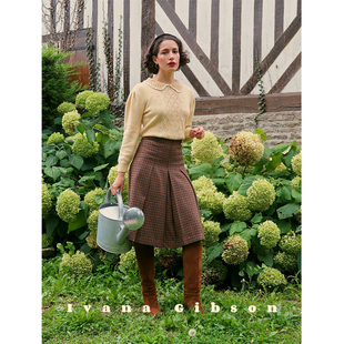 【冬季款特卖】ivana古董衣风格钩花翻领全羊毛超乖针织衫