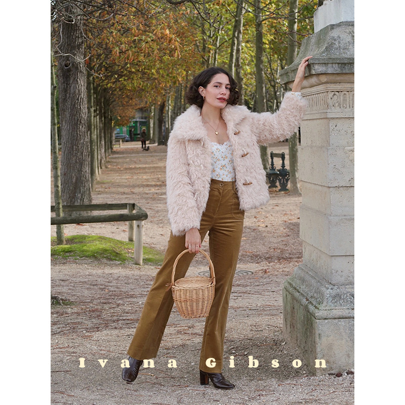 【冬季款特卖】ivana“原味栗子”日本棉感细灯芯绒微喇裤