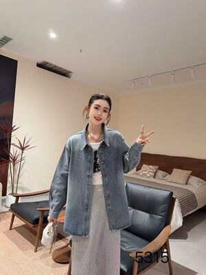 2026新款时尚百搭显瘦休闲外套女宽松圆领长袖上衣外套钻5315