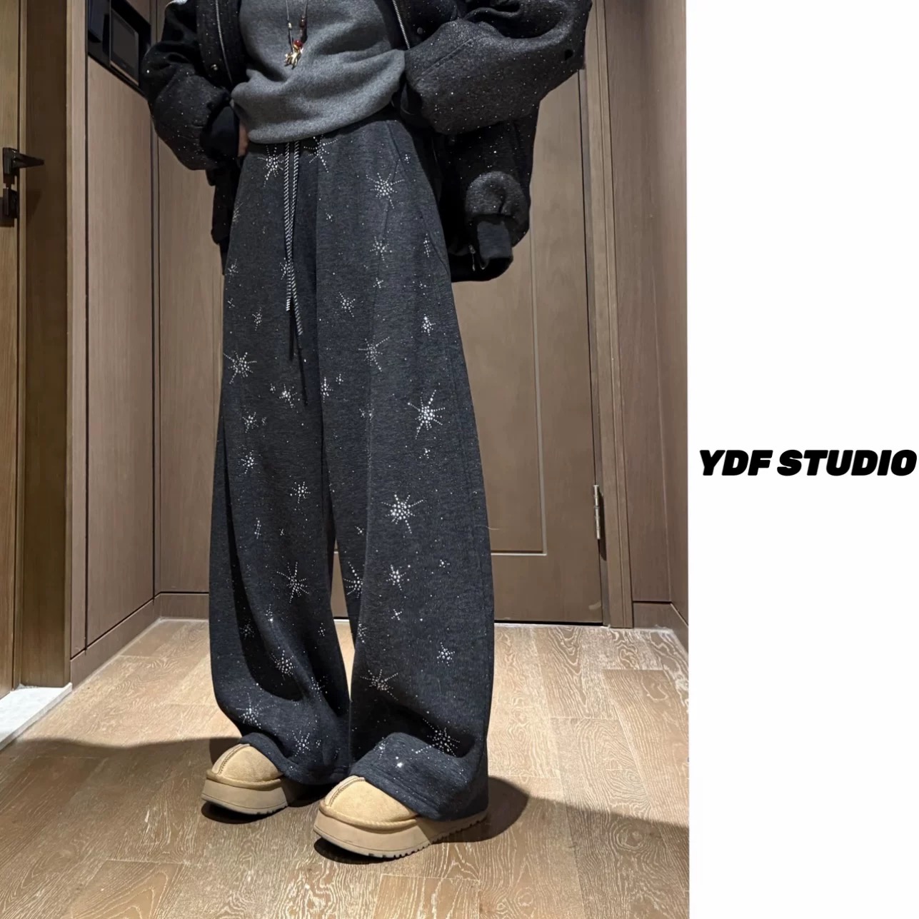 以直播间为准2025年新款时尚百搭显瘦加厚保暖亮钻糯米流星裤1229