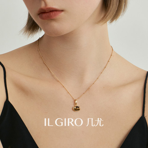 几尤女纯银轻奢小众虎眼石项链