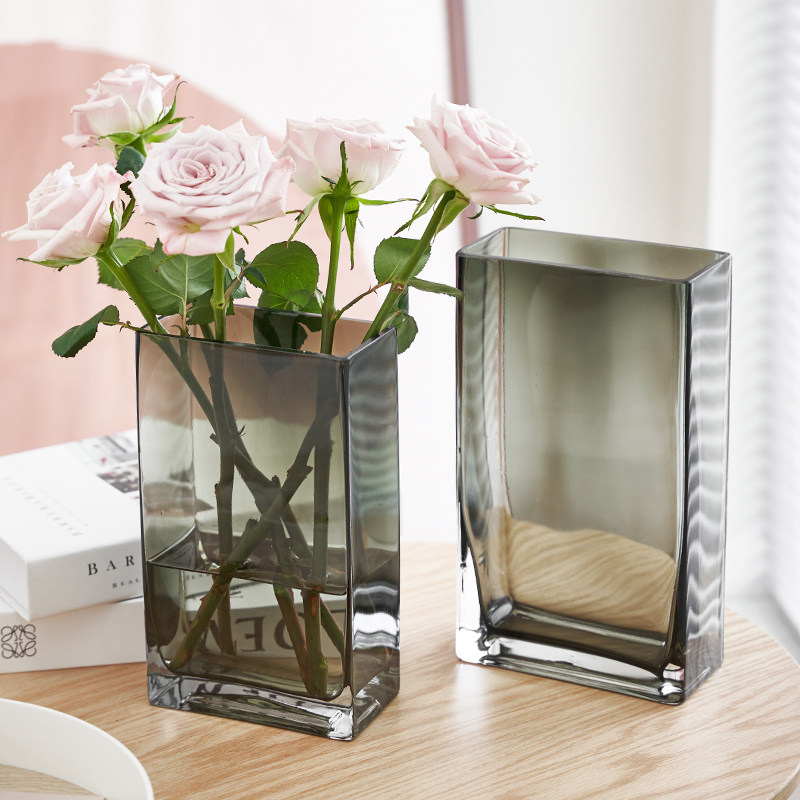 ins风网红高级感扁缸轻奢花瓶玻璃透明水养鲜花玫瑰客厅插花摆件,鲜花速递/花卉仿真/绿植园艺,花瓶,淘宝优惠券,粉丝福利购,淘宝优惠卷