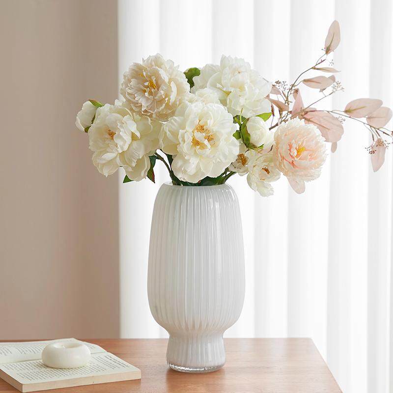 法式中古玻璃花瓶白色轻奢高级感ins风复古客厅插花水培装饰摆件,鲜花速递/花卉仿真/绿植园艺,花瓶,淘宝优惠券,粉丝福利购,淘宝优惠卷