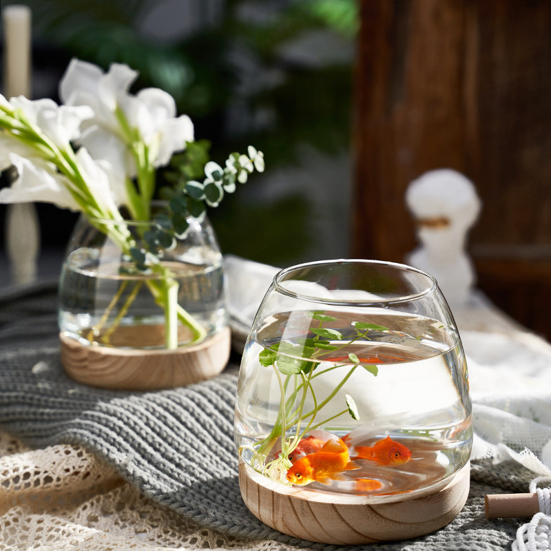 日式简约木托创意花瓶玻璃透明水养植物客厅插花摆件水培鱼缸器皿,鲜花速递/花卉仿真/绿植园艺,花瓶,淘宝优惠券,粉丝福利购,淘宝优惠卷