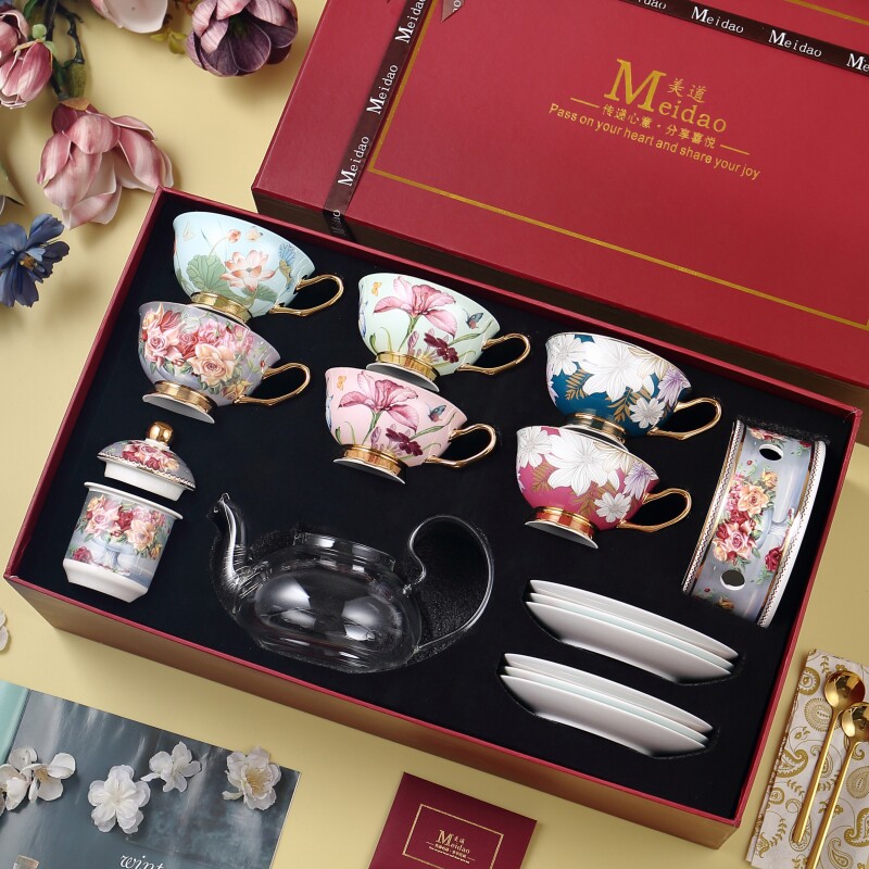 美道幸福花语咖啡杯子高档精致花茶壶英式下午茶茶具套装新婚礼物,餐饮具,花草茶具,淘宝优惠券,粉丝福利购,淘宝优惠卷