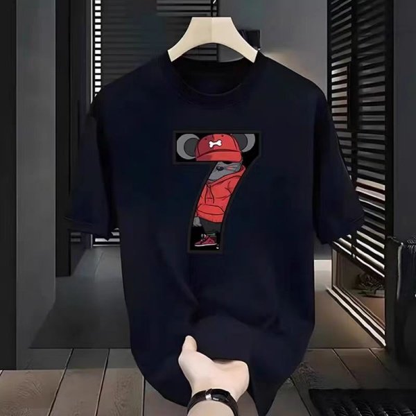 清仓捡漏~外贸尾货余货100%纯棉潮流数字印花短袖T恤男夏季宽松