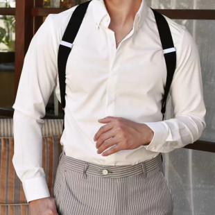 带后背式 弹力背带松紧吊裤 吊带夹 枪套式 2.5cm男女士背带夹侧夹款