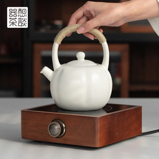 器想茶谈围炉煮茶烤火炉套装白陶瓷提梁煮茶壶户外白泥炉功夫茶具