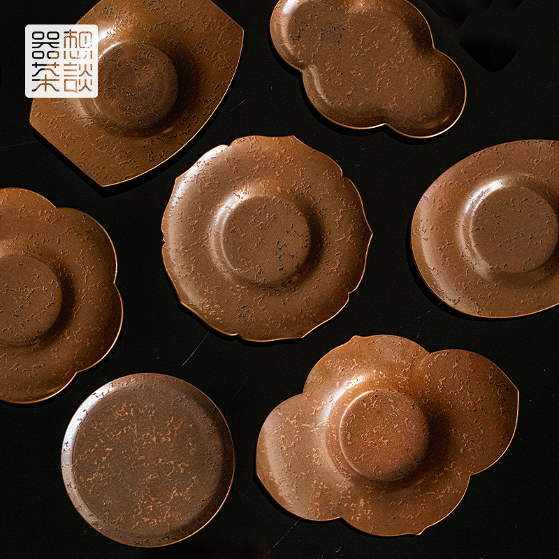 器想茶谈紫铜纯锡茶杯垫子高级泡茶专用茶托小隔热垫功夫茶具配件