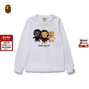 T恤001112P MILO印花长袖 BAPE女装 25年秋冬卡通小猴BABY