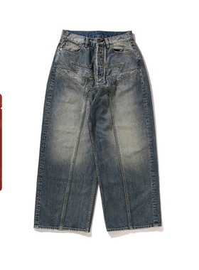 BAPE男装24年秋冬线性迷彩拼接星标刺绣牛仔裤150303N