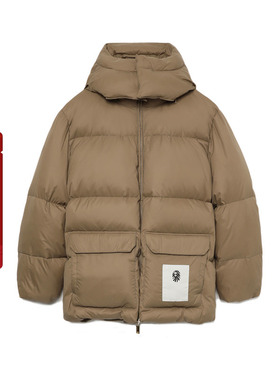 BAPE BLACK男装24年秋冬猿人徽标刺绣贴布纯色连帽羽绒服K7604ML