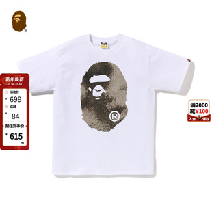 BAPE男装 T恤045101O 25年春夏漂白褪色特染图案猿人印花短袖