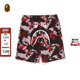 BAPE男装 25年春夏涂鸦风猿人地图迷彩鲨鱼运动短裤 001531O