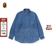 衬衫 BAPE男装 秋冬猿人30周年迷彩图案牛仔长袖 131001L