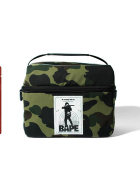 BAPE配饰猿人字母标签迷彩图案方形饭盒包斜挎包182008H